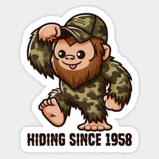 Bigfoot Hiding Since 1958 Sticker